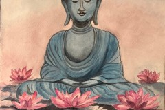 Buddha Bleu - Aquarelle-30x40
